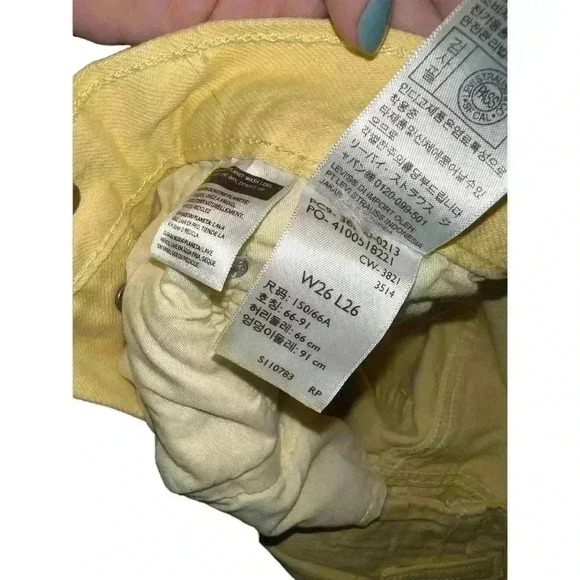 LEVIS 501 YELLOW 26L 26w white label - Picture 11 of 11